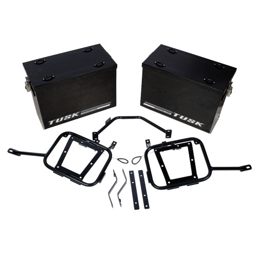KAWASAKI KLR650 08-18 Tusk Aluminum Panniers with Pannier Racks V2 Medium Black