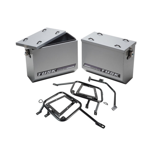 KAWASAKI KLR650 87-07 Tusk Aluminum Panniers with Pannier Racks V2 Medium Silver