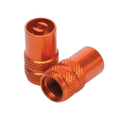 Tusk Billet Aluminum Valve Stem Caps w/Core Remover  Orange 1563820003