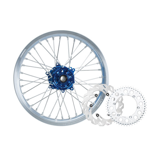 YAMAHA YZ125X 24-25 Tusk Impact Complete Rear Wheel Package 19 x 2.15 Silver Rim/Silver Spoke/Blue Hub