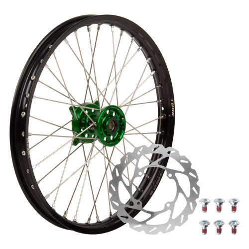 KAWASAKI KX250 19-25 Tusk Impact Complete Front Wheel Package 21 x 1.60 Black Rim/Silver Spoke/Green Hub