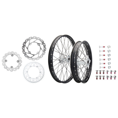 YAMAHA YZ125 05-16 Tusk Impact Complete Front/Rear Wheel Package 1.60 x 21 / 2.15 x 19 Black Rim/Black Spoke/White Hub