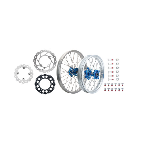 YAMAHA WR250F 07-09 Tusk Impact Complete Front/Rear Wheel Package 1.60 x 21 / 2.15 x 19 Silver Rim/Silver Spoke/Blue Hub