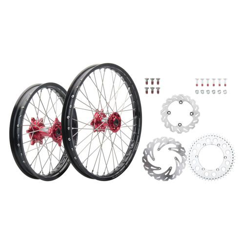 YAMAHA WR250F 20-25 Tusk Impact Complete Front/Rear Wheel Package 1.60 x 21 / 2.15 x 19 Black Rim/Silver Spoke/Red Hub