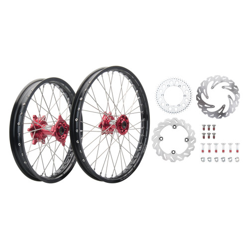 YAMAHA YZ125 19-21 Tusk Impact Complete Front/Rear Wheel Package 1.60 x 21 / 2.15 x 19 Black Rim/Silver Spoke/Red Hub
