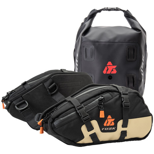 Tusk Traverse Pannier Bags w/ X-Small Dry Duffel Tail Bag Black/Tan 2005820006