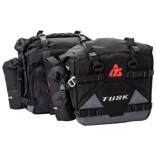 HUSQVARNA 701 ENDURO 16-24 Tusk Pannier Racks with Tusk Pilot Pannier Bags and Bottle Holders  Black/Grey