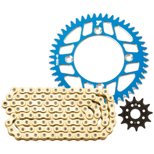 YAMAHA YZ125 22-25 Tusk Alloy Kit & Gold X-Ring Chain Blue Rear Sprocket
