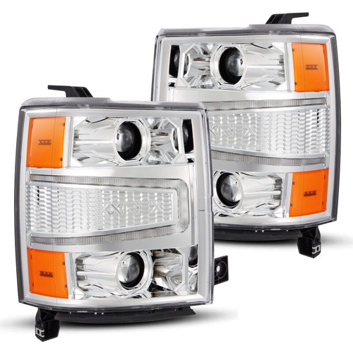 AlphaRex 14-15 Chevy 1500 PRO-Series Projector Headlights Chrome w/Sequential Signal &  DRL - 880246 Photo - Primary