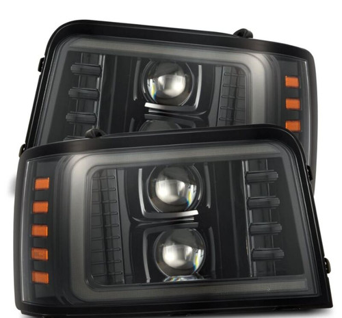 AlphaRex 92-96 Ford F-Series/Bronco PRO-Series Proj Headlights Alpha-Blk w/Seq. Sig & DRL - 880265 Photo - Primary