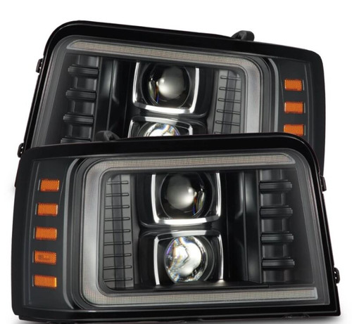 AlphaRex 92-96 Ford F-Series/Bronco PRO-Series Proj Headlight Blk w/Seq. Sig & DRL - 880266 Photo - Primary