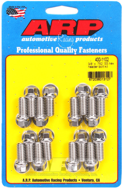ARP Chevrolet / Ford 3/8in x .750 SS Hex Header Bolt Kit - 400-1102 Photo - Primary
