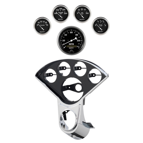 Autometer Old Tyme Black Direct Fit Dash Kit 55-59 Chevy Truck (1 x 3-3/8in. / 4 x 2-1/16in.) - 2208-07 Photo - Primary