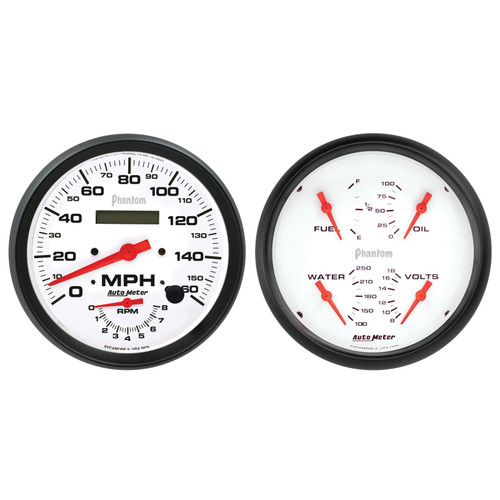 Autometer Phantom 2pc Gauge Kit Quad & Tach/Speedo 5in. - 5805 Photo - Primary