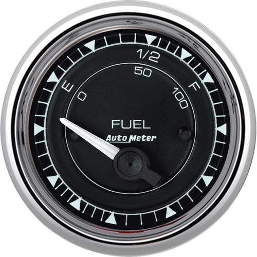 AutoMeter Chrono 2-1/16in 73E-10F Ohm Electric Fuel Level Gauge - Chrome - 9715 Photo - Primary