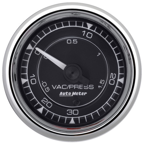 AutoMeter Chrono 2-1/16in 30in HG/30PSI Digital Stepper Motor Vacuum/Boost Gauge - Chrome - 9759 Photo - Primary