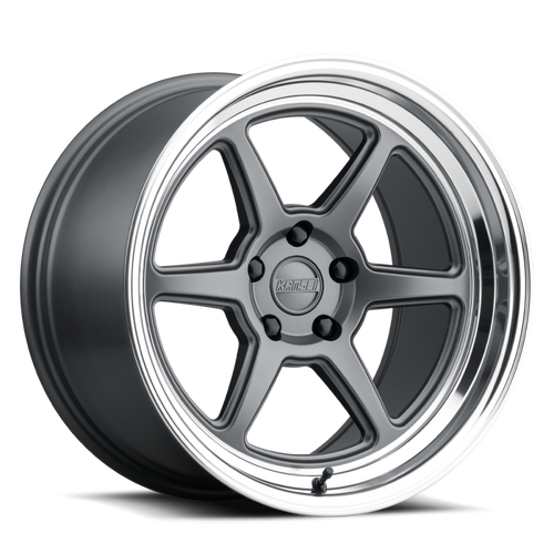 Kansei K14G Roku 18x8.5in / 5x100 BP / 35mm Offset / 73.1mm  Bore - Grey and Machined Lip - K14G-188516+35 Photo - Primary