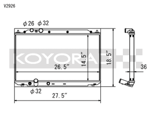 Koyo 06-11 Honda Civic Si 2.0L Coupe/Sedan (MT) Radiator - V2926 Photo - Primary