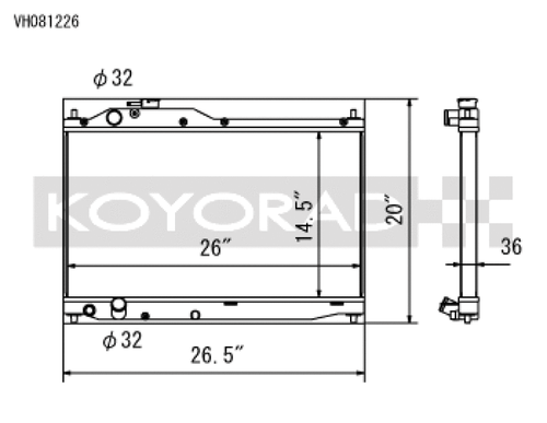 Koyo 00-09 Honda S2000 2.0/2.2L (MT) Radiator - VH081226 Photo - Primary