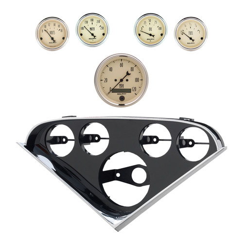 Autometer Antique Beige Direct Fit Dash Kit 55-56 Chevrolet (1 x 3-3/8in. / 4 x 2-1/16in.) - 2207-02 Photo - Primary