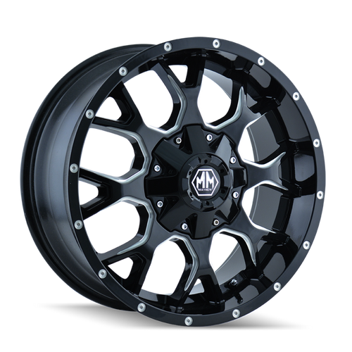 Mayhem 8015 Warrior 17x9 / 8x165.1 BP / -12mm Offset / 130.8mm Hub Gloss Black Milled Wheel - 8015-7981M Photo - Primary