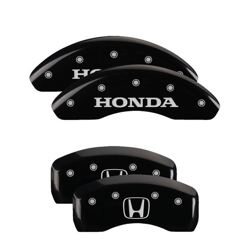 MGP 4 Caliper Covers Engraved Front Honda Rear H Logo Black Finish Silver Char 2018 Honda Accord - 20224SHOHBK Photo - Primary