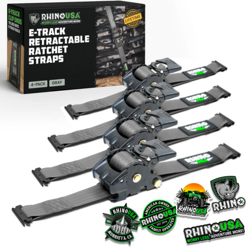 Rhino USA Retractable Ratchet Straps (2Pk 1Inx10Ft) Gray - TD-RSRE1X10-2GRY User 1