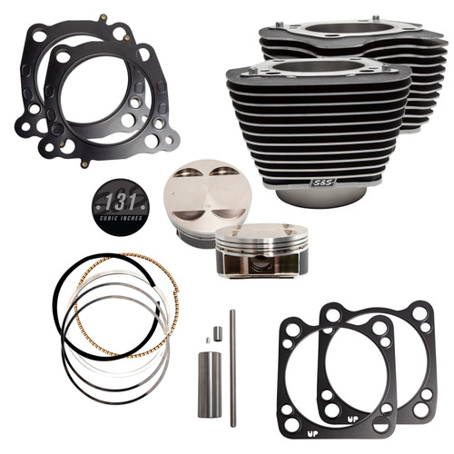S&S Cycle 2017+ M8 Models 4.250in Bore 4-5/8in Stroke Cylinder Kit - Wrinkle Black w/ Highlight - 910-0762A Photo - Primary