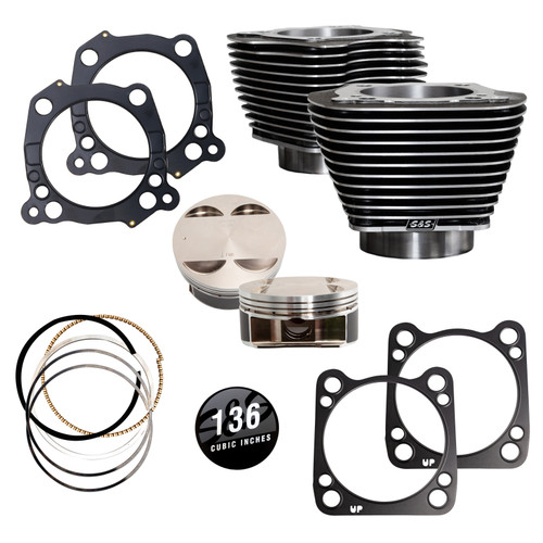 S&S Cycle 2017+ M8 Models 4.320in Bore 4.625in Stroke Cylinder Kit - Black Granite  w/ Highlight - 910-0850A Photo - Primary
