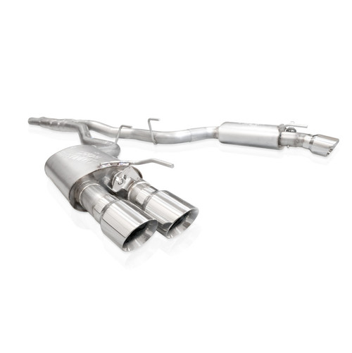 Stainless Works 2024 Mustang GT Catback Quad Tips Redline Sound X-Pipe Factory Connect Exhaust - M24QUADXFCR Photo - Primary
