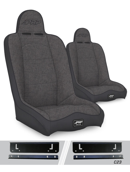 PRP Jeep Wrangler CJ7/YJ Daily Driver High Back Suspension Seats Kit (Pair) - Gray - A140110-C23-54 Photo - Primary