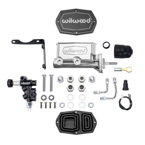 Wilwood Compact Tandem M/C Aluminum 1.00in Bore w/ Bracket/Valve/Push (Mopar) - Chrome P-coat - 261-17319-P Photo - Primary