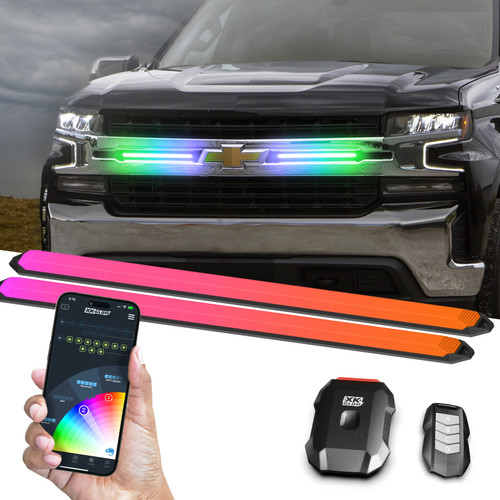 XK Glow 14in XKmax DRL Truck Grill Flexible Light App Cntl Bar 2pc - MX-DRL-14-KIT User 1