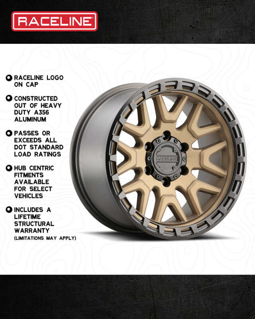 Raceline 953BZ Krank 20x9in / 8x165.1 BP / 0mm Offset / 125.2mm Bore - Bronze - 953BZ-29080-00 Photo - Primary