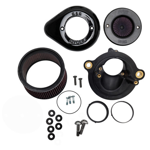 S&S Cycle M8 Gen 2 Stealth Air Cleaner Kit w/ 1in Filter Air Stinger 58/64/68mm TB w/ Blk Mini-TD - 170-0940 Photo - Primary
