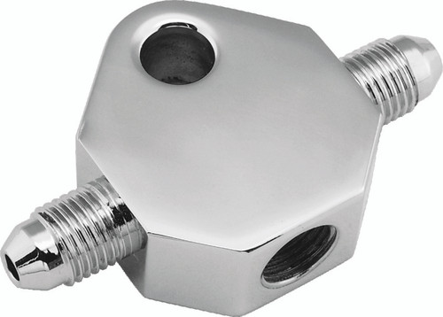 Bikers Choice Chrome Brake Tee 1/8 NPT Center Hole Male AN-3 Side Holes - 498410 Photo - Primary