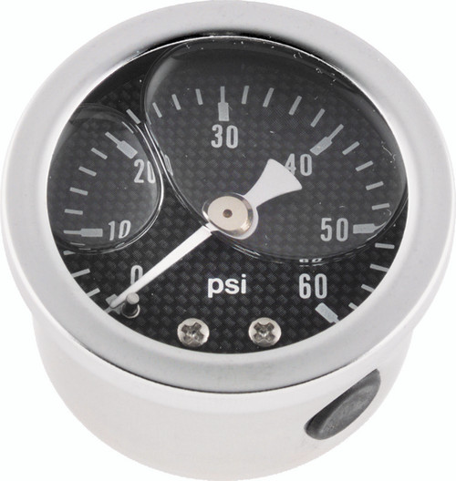 Bikers Choice 0-60 PSI Oil Pressure Gauge Carbon Face Stainless Bezel Liquid Filled Universal Custom - 496455 Photo - Primary