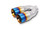 Vibrant 2.5in ID Dual 3.5in OD Round SS Tips (Double Wall, Straight Cut) with Burnt Blue Finish - 1339B Photo - Primary
