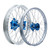 YAMAHA WR250F 02-09 Tusk Impact Complete Front and Rear Wheel 1.60 x 21 / 2.15 x 19 Silver Rim/Silver Spoke/Blue Hub