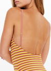 THE UPSIDE women’s stripe Naxos Flow Scoop Onepiece is designed for a soft & comfortable fit and features a scoop neckline and adjustable elastic straps. Ideal for swimming.