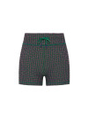 THE UPSIDE women's check Aliki 3inch Spin Short features a mid-rise fit, elastic drawcord in a textured green gingham fabric. Made for Pilates and yoga.