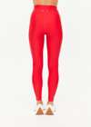 THE UPSIDE women's red eco tech Oxford 25-inch Legging is supportive and comfortable with cream side stripes and an elastic waist drawcord. Made for high impact.