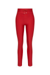 THE UPSIDE women's red eco tech Oxford 25-inch Legging is supportive and comfortable with cream side stripes and an elastic waist drawcord. Made for high impact.