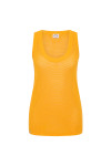 THE UPSIDE women’s organic cotton yellow Fenway Wales Knit Tank has a relaxed fit with ribbed neckline and armholes in an open knit. Made for everyday wear.