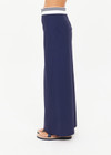 THE UPSIDE women’s navy Astra Zora Midi Skirt features a white and navy striped ribbed waistband with a centre back split. Made for lifestyle.
