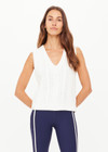 THE UPSIDE women’s cream organic cotton Espada Hermina V Neck Vest is designed for a regular fit and features a chunky cable knit texture. The perfect lifestyle piece.