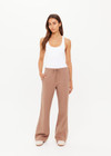 THE UPSIDE women's mocha Jetset Pant is designed for a regular fit and features an elasticated waist with a drawcord and front and back packets. The perfect everyday pant.
