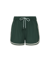 THE UPSIDE women's green Klio Short is designed for a mid-rise, relaxed fit and features a soft elasticated waistband with drawcord and contrast binds in cream along curved hem. Made for everyday.