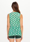 THE UPSIDE women's green Latania Wales Knit Tank is relaxed fit with a geometric print and striped knitted rib neckline. Made for lifestyle.