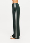 THE UPSIDE women's green Marnie Silk Wide Leg Pant is true to size with high-rise fit, elasticated waistband, and cream side seam bindings. Made for lifestyle.